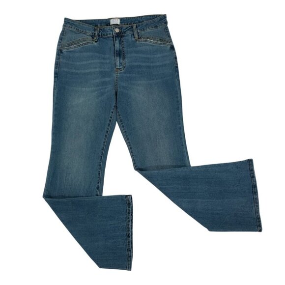 Time And Tru Womens Flared Denim Jeans Size 12 Short Cotton Blend Blue. - Picture 4 of 8
